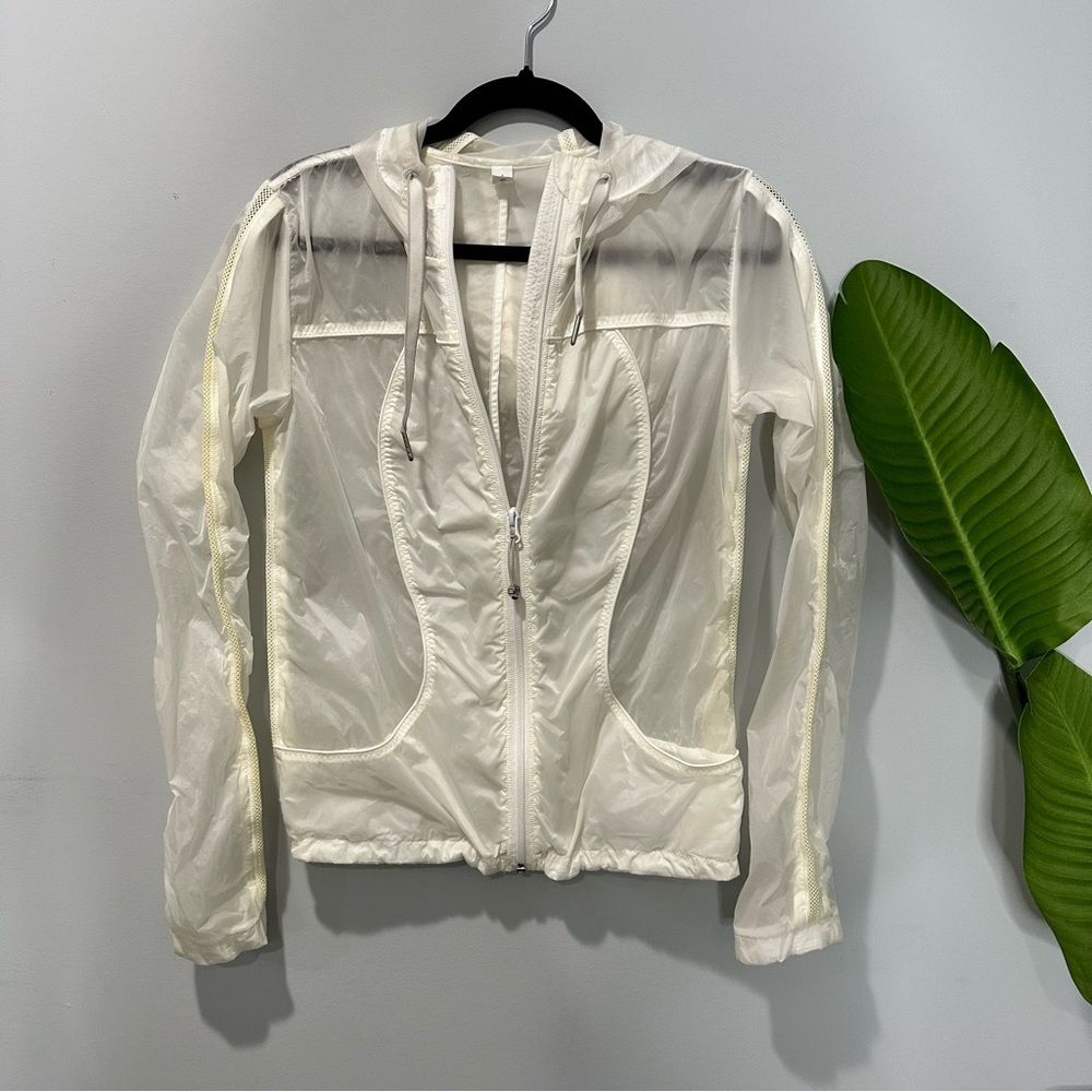 Lululemon Transparent See Through Lightweight Hooded White Clear Jacket Size 4
